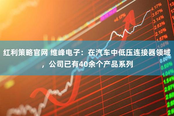 红利策略官网 维峰电子:在汽车中低压连接器领域,公司已有40余个产品系列