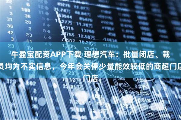 牛盈宝配资APP下载 理想汽车：批量闭店、裁员均为不实信息，今年会关停少量能效较低的商超门店